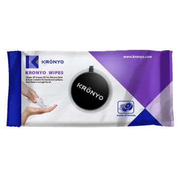 KRONYO lemon oil formula wipes in packaging bag