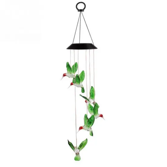 Auto Start LED Solar Hummingbird Wind Chimes Lights - IP54 Waterproof