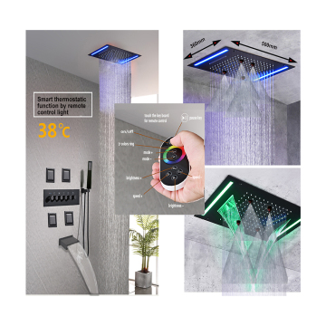 6-in-1 Concealed Ceiling Jet Shower with Remote Control and Thermostatic Massage Rainfall Features