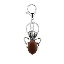 Red Goldstone 13X18mm Cabs Antique Silver Alloy Spider Pendant Keychain