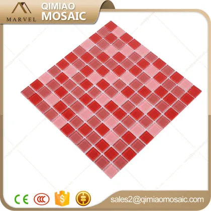 Happy Colorful Red Glass Square Wall Floor Bathroom Tiles Mosaic Round