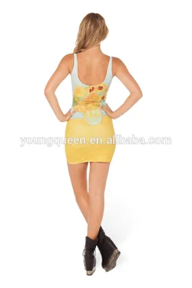 YJB17 Sunflower dress yellow bag hip skirt summer latest long skirt design fancy skirt top designs