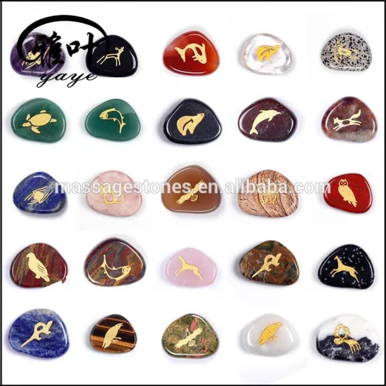 Wholesale Natural semi precious stone engraved triangle shape palme stone