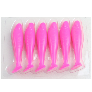 6 PCS/Bag 7CM 4G TPE Plastic T Tail Shad Worm Soft Bait for Fishing Sports