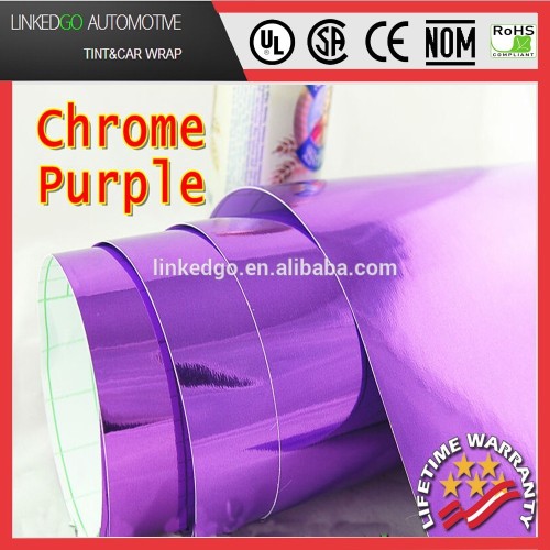 Hot Vinyl Sticker Air Bubble Free 1.52*20M Purple Chrome Vinyl Wrap