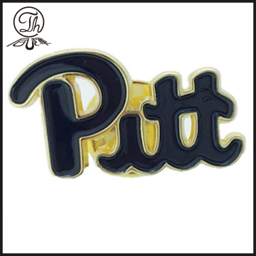 Cut gold hollow letter badge pin metal