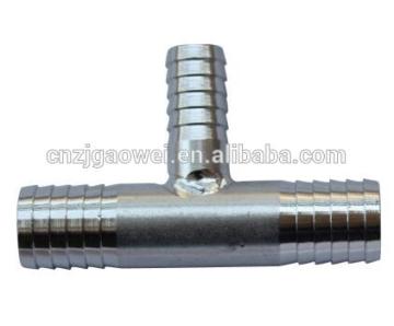 connector stainless steel, SS tee (2) 1/2 barb x 3/8 barb (bottom)