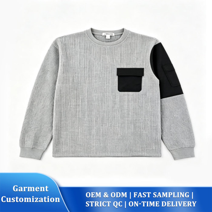 Büzgülü Waffle Örgü Crew Sweat