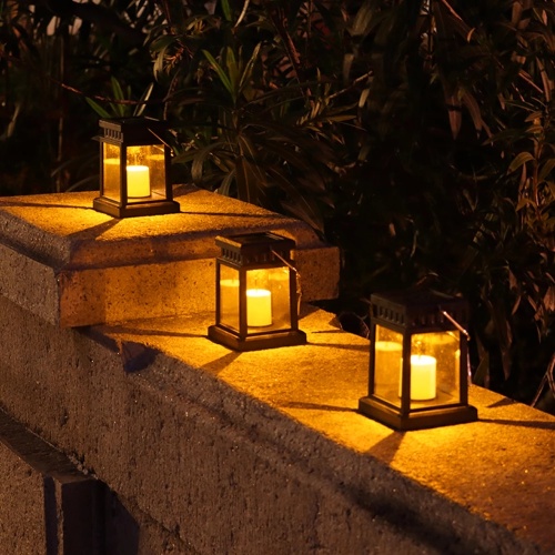 Solar Hanging Lantern Candle Light Outdoor Decoratiion