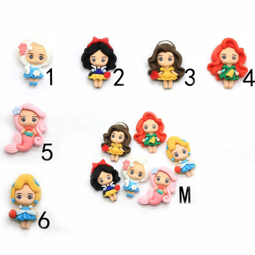 32mm Kawaii Simulation Polymer Clay Doll Flat Back Princess Resin Cabochons For DIY Hair Bow Phone Decoration Scrapbooking