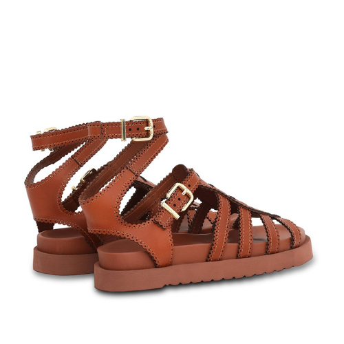 Vintage Chic Open Toe Leather Roman Sandals
