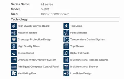 High Quality Acrylic Board Steam Room