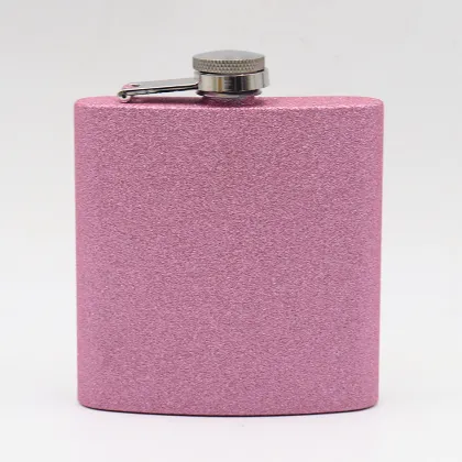 Stainless Steel Laser Engraved Pink Shine 6oz Hip Flask with 170ml Capacity