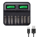 8 Slots Lcd Display Usb Smart Battery Charger For Aa Aaa Sc C D Size Rechargeable Battery 1.2V Ni-Mh Ni-Cd Quick Charger