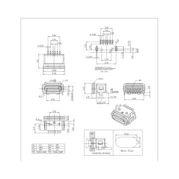 Type-C 6P Female Waterproof SMT H7.35mm