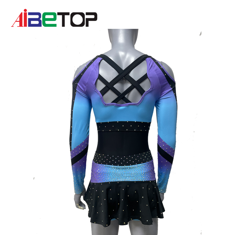 Custom Gradient Color Cheerleader Uniform Blue&Purple Cheerleading Uniform3