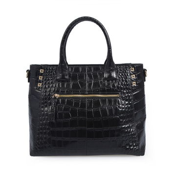 Croc Leather Petrol Embossed Business Tote Handbag