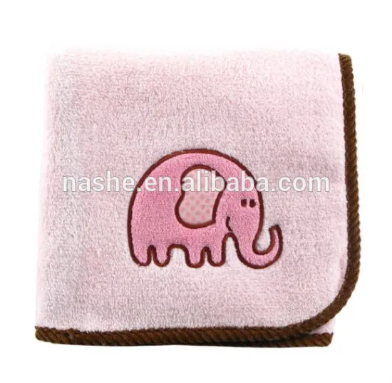 Hot sales in the USA softtextile Cotton terry baby blankets with Applique