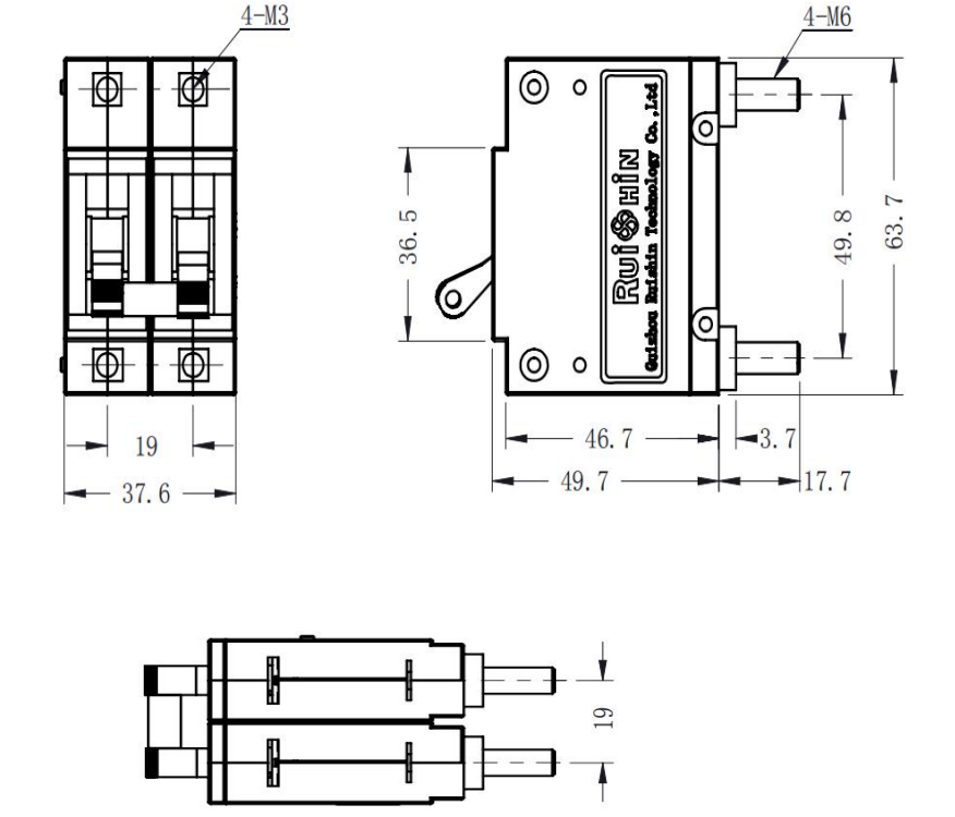 80VDC 100A 2 Pole B3 Series Breaker