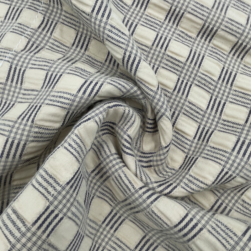 Checked Pattern 90% Polyester 10% Rayon Mixed Fabric