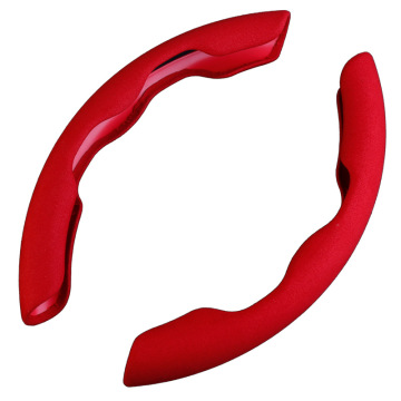 Universal Steering Wheel Cover: Suede Material for Multiple Car Brands - Black Base with Red Accent