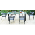 Black Leafy Stone Top Outdoor Dining Table