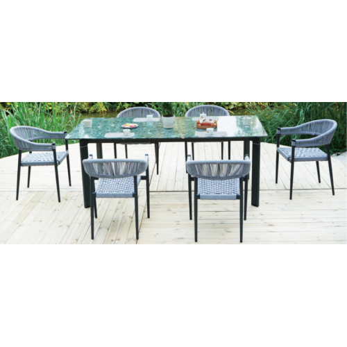 Black Outdoor Dining Table Black Leafy Stone Top Outdoor Dining Table Factory