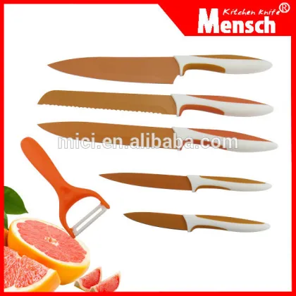 6pcs high tech non stick coated knife with peeler