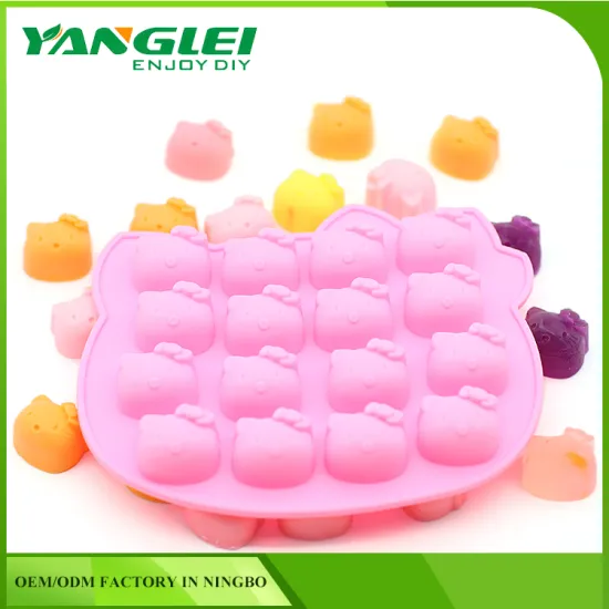 silicone 16 Hole cute pink cat cake mode