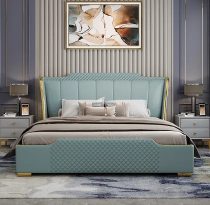 modern leather royal bed with storage