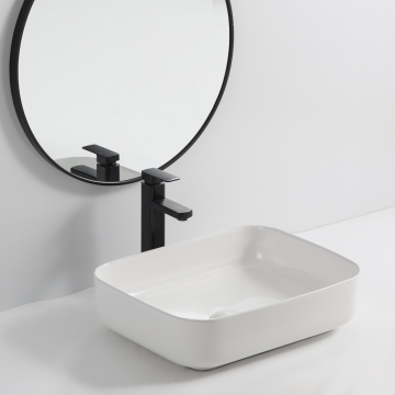 White Ceramic Rectangular Lavamanos for Bathroom and Hotel Villa