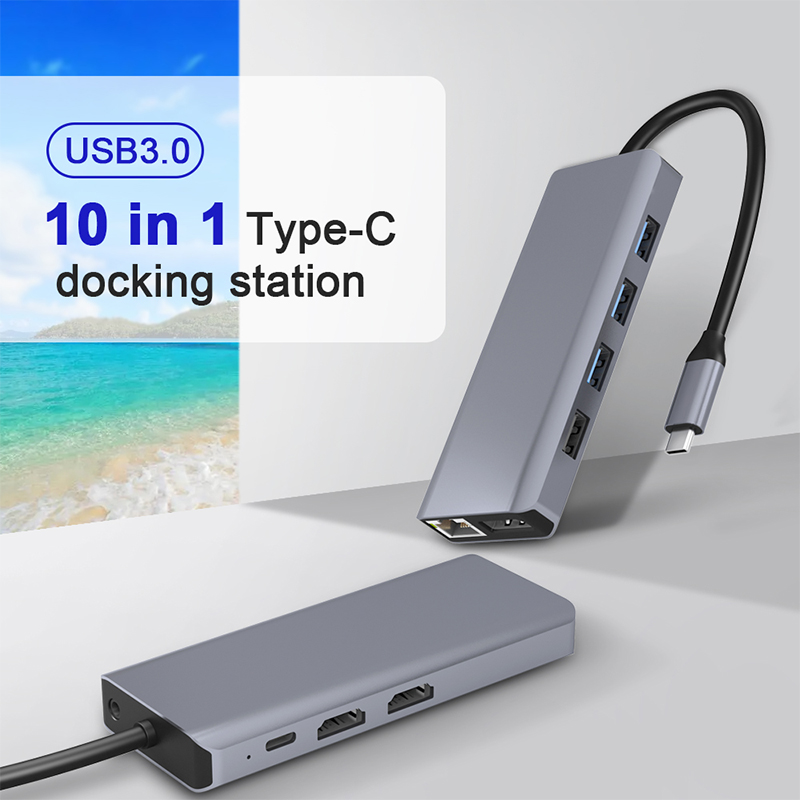 Dock dongle USB C 10 en 1 avec HDMI 4K