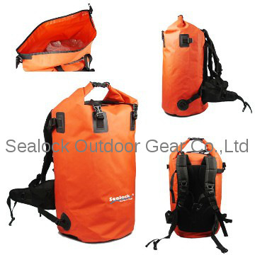 Red waterproof hiking backpack 60 liters