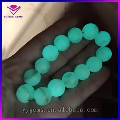 8mm luminous glass stones string glow gems beads bracelet