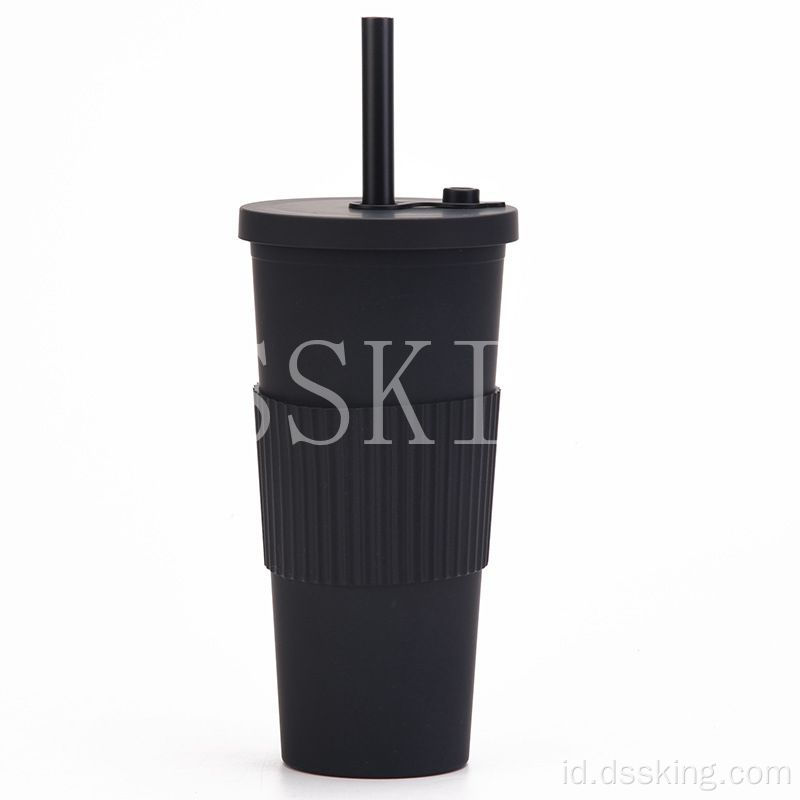 2022 Kapasitas Besar Kapasitas Besar Ganda Plastik Cup Plastik Lubang Besar Jerami Portabel Outdoor Straw Cup