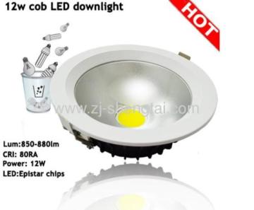 12w High Performance Cob Led Downlights Ac85-265v 