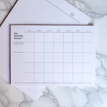 Undated Monthly Desk Calendar Planner Pad