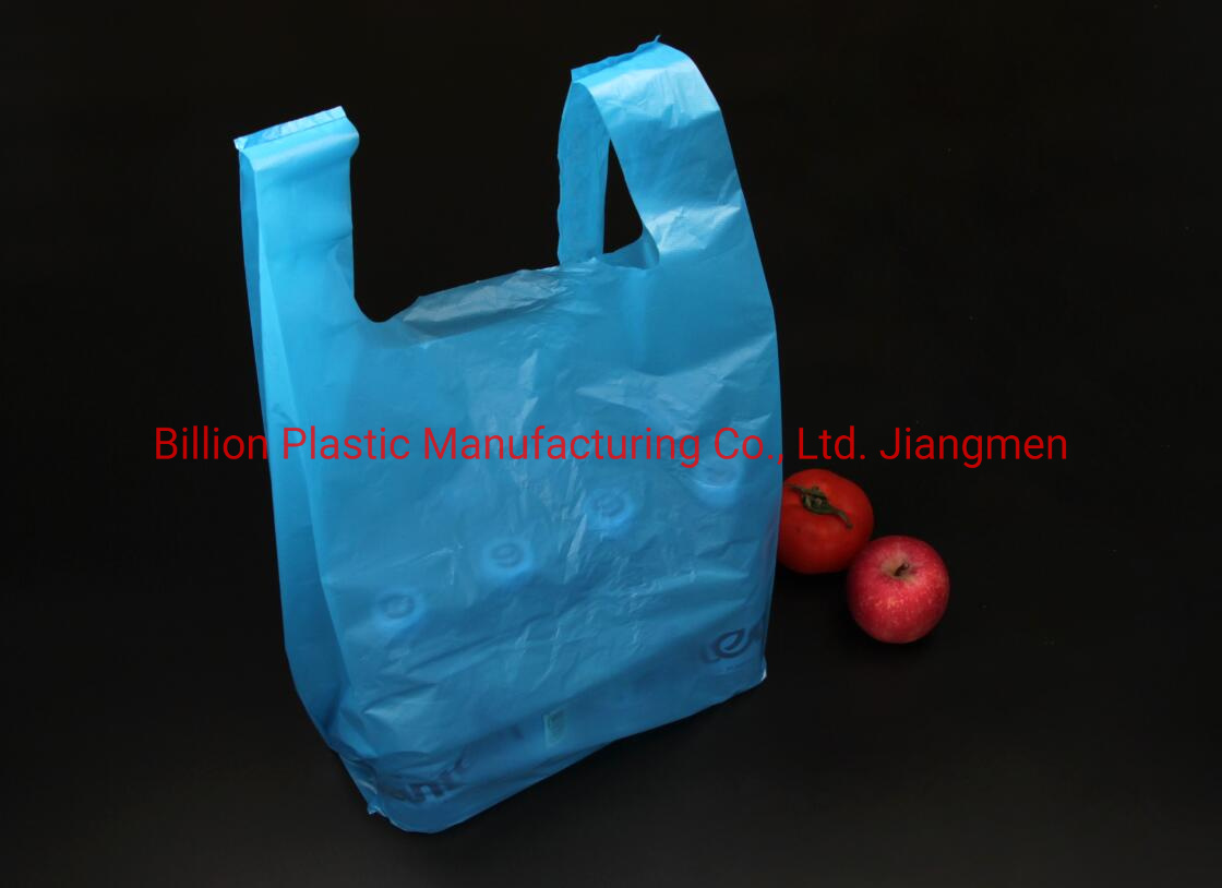 Cheap Wholesale Blue Plastic Poly Shopping T Shirt Plastic Shopper Plastic Bags