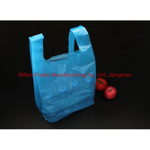 Cheap Wholesale Blue Plastic Poly Shopping T Shirt Plastic Shopper Plastic Bags