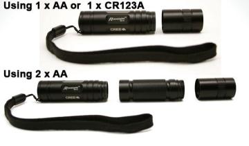 Romisen RC-I3 100 lumens CREE XR-E Q5 led flashlight(2*AA & 1*CR123 battery)