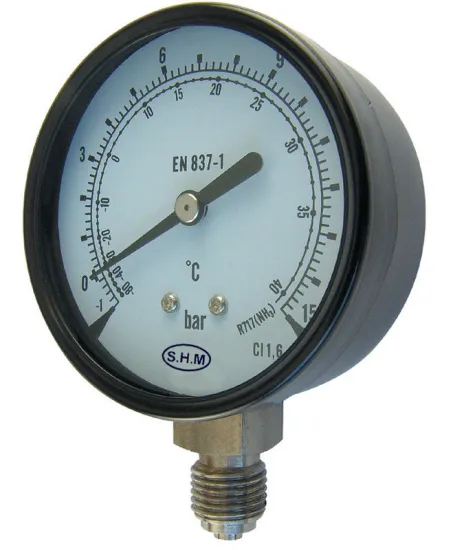 4" Dial Ammonia Temperature Manometer Pressure Gauge With Flange Mount