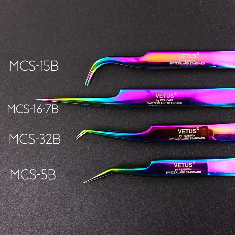 4 pcs / set Vetus Original MCS Series New Style Premium Eyelashes Tweezers Ultra Fine Tip Improve for 3D 6D Lashes Extensions