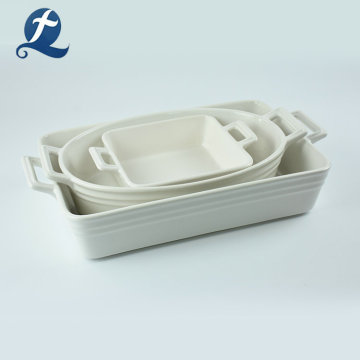 Dinnerware bakeware ceramic baking tray set with handles