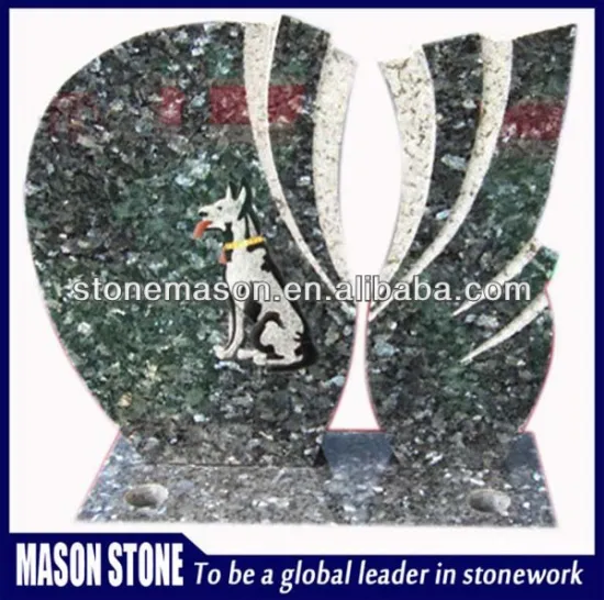 Emrald green splice technique animal headstone