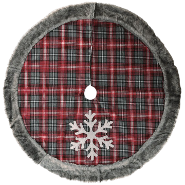 Christmas Tree Skirt with Red Black Checked