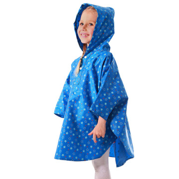 Waterproof Blue Children Polyester Rain Poncho