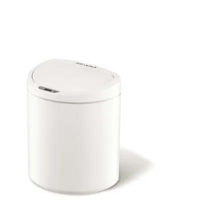 8L Bathroom Waterproof PP White LED Induction Trash Can