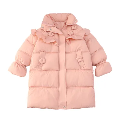 Winter Children's Korean Style Hooded Long Down Jacket