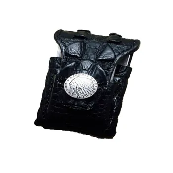 Handmade Leather Goods Black Crocodile With Bone Coccyx Men's Personality Soft Pack Cigarette Case Protective Case Portable Wais