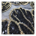 flower jacquard fabric garments accessories sequin fabric for sublimation BLACK GOLD